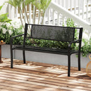 50 Inches Garden Bench with Patterned Backrest and Curved Armrests-Black by LJGDeals