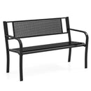 50 Inches Garden Bench with Patterned Backrest and Curved Armrests-Black by LJGDeals