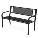 50 Inches Garden Bench with Patterned Backrest and Curved Armrests-Black by LJGDeals