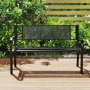 50 Inches Garden Bench with Patterned Backrest and Curved Armrests-Black by LJGDeals