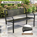 50 Inches Garden Bench with Patterned Backrest and Curved Armrests-Black by LJGDeals