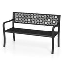 50 Inch Garden Bench with Patterned Backrest and Curved Armrests for 2-3 Person-Black by LJGDeals
