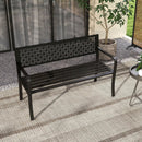 50 Inch Garden Bench with Patterned Backrest and Curved Armrests for 2-3 Person-Black by LJGDeals