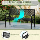 50 Inch Garden Bench with Patterned Backrest and Curved Armrests for 2-3 Person-Black by LJGDeals