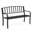 50 Inches Outdoor Garden Bench with Slatted Backrest and Curved Armrests-Black by LJGDeals