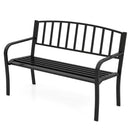 50 Inches Outdoor Garden Bench with Slatted Backrest and Curved Armrests-Black by LJGDeals