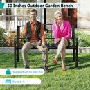 50 Inches Outdoor Garden Bench with Slatted Backrest and Curved Armrests-Black by LJGDeals