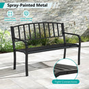 50 Inches Outdoor Garden Bench with Slatted Backrest and Curved Armrests-Black by LJGDeals