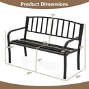 50 Inches Outdoor Garden Bench with Slatted Backrest and Curved Armrests-Black by LJGDeals