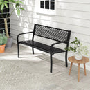 50 Inches Outdoor Garden Bench with Geometric Lattice Backrest and Slatted Seat by LJGDeals