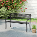 50 Inches Outdoor Garden Bench with Geometric Lattice Backrest and Slatted Seat by LJGDeals