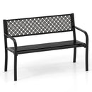 50 Inches Outdoor Garden Bench with Geometric Lattice Backrest and Slatted Seat by LJGDeals