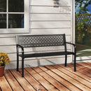 50 Inches Outdoor Garden Bench with Geometric Lattice Backrest and Slatted Seat by LJGDeals