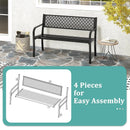 50 Inches Outdoor Garden Bench with Geometric Lattice Backrest and Slatted Seat by LJGDeals