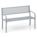 50 Inches Outdoor Garden Bench with Geometric Lattice Backrest and Slatted Seat by LJGDeals