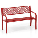50 Inches Outdoor Garden Bench with Geometric Lattice Backrest and Slatted Seat by LJGDeals