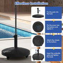 50 LBS Patio Wicker Style Resin Umbrella Base Stand Heavy Duty with Wheels by LJGDeals