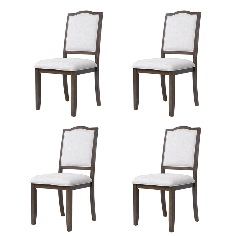 Farmhouse Dining Chairs Set of 4, Upholstered Dining Chairs with High Back, Modern Seating for Kitchen, Bedroom & Living Room(Beige+Brown)