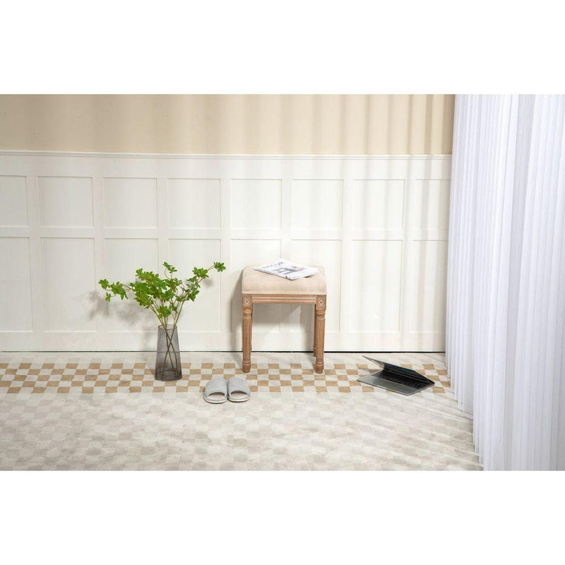 Small Padded Bench, Square Upholstered Rustic Ottoman Bench, Vanity Stools for Bedroom