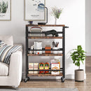 Slim 4 Tier Rolling Utility Cart With Wheels, Narrow Kitchen Storage Trolley - Brown / Black by HouseOfZazla