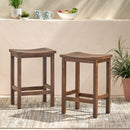 Outdoor Acacia Wood Counter Height Barstool Set of 2 by HouseOfZazla