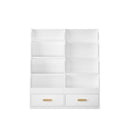 Bookshelf With 2 Storage Drawers, Front Facing Bookcase And Toy Organizer, Multi Tier Reading Shelf - White by HouseOfZazla