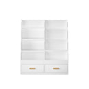 Bookshelf With 2 Storage Drawers, Front Facing Bookcase And Toy Organizer, Multi Tier Reading Shelf - White by HouseOfZazla
