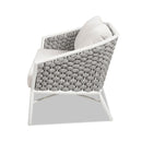 Rowan - Rope Barrel Back Patio Conversation Loveseat Sofa - Optic White by HouseOfZazla