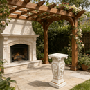 22.05" H x 9.06" W European Style Floral Carved Roman Column Pedestal by HouseOfZazla
