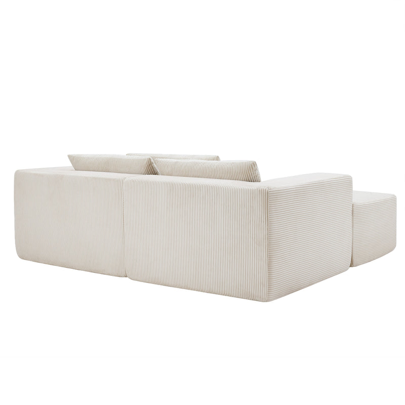 107" Compressed Sectional Sofa with High-Density Cushions - Beige, photo 4 of 10