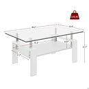 Modern Rectangular Coffee Table With Tempered Transparent Glass Top And Storage Shelf by HouseOfZazla
