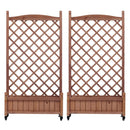 Raised Garden Bed With Trellis 2 Pack, Outdoor Planter Box & Plant Stand With Climbing Racks - Brown