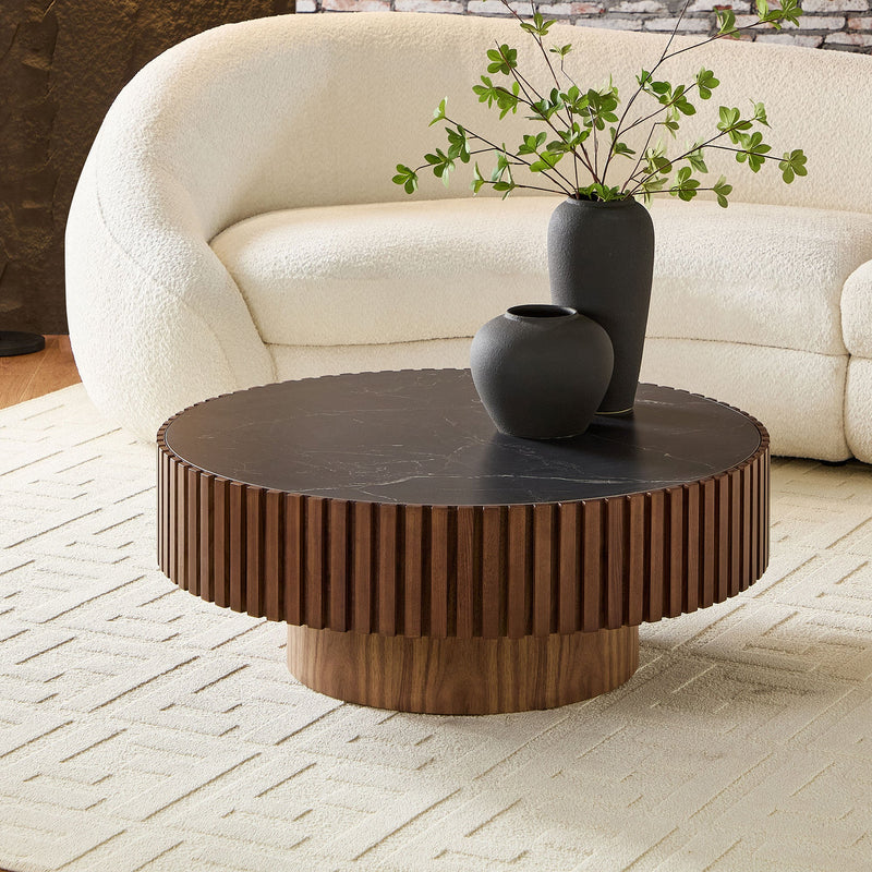 35.43" Nesting Round Sintered Stone Coffee Table, photo 10 of 10