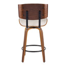 Lombardi - Mid-Century Modern Fixed Height Counter Stool With Swivel With Round Footrest (Set of 2) by HouseOfZazla