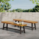Tranquilizer Outdoor Acacia Wood Bench With Slat Panel Design