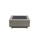 Salena - Patio Sectional Sofa With 4 Pillows & Coffee Table - Beige Fabric & Gray Wicker