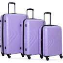 3 Piece Luggage Sets ABS Lightweight Suitcase with Two Hooks, Spinner Wheels, TSA Lock, (20/24/28), LIGHT PURPLE