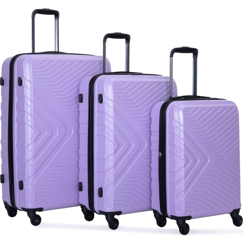 3 Piece Luggage Sets ABS Lightweight Suitcase with Two Hooks, Spinner Wheels, TSA Lock, (20/24/28), LIGHT PURPLE
