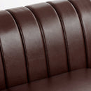 83.46" Brown PU Rolled Arm Chesterfield Three Seater Sofa.
