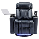 270° Power Swivel Recliner Home Theater Chair With Hidden Arm Storage, LED Light, Cup Holder, And Tray Table by HouseOfZazla