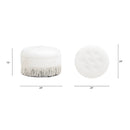 Yolanda - Round Upholstered Accent Ottoman - Almond White by HouseOfZazla