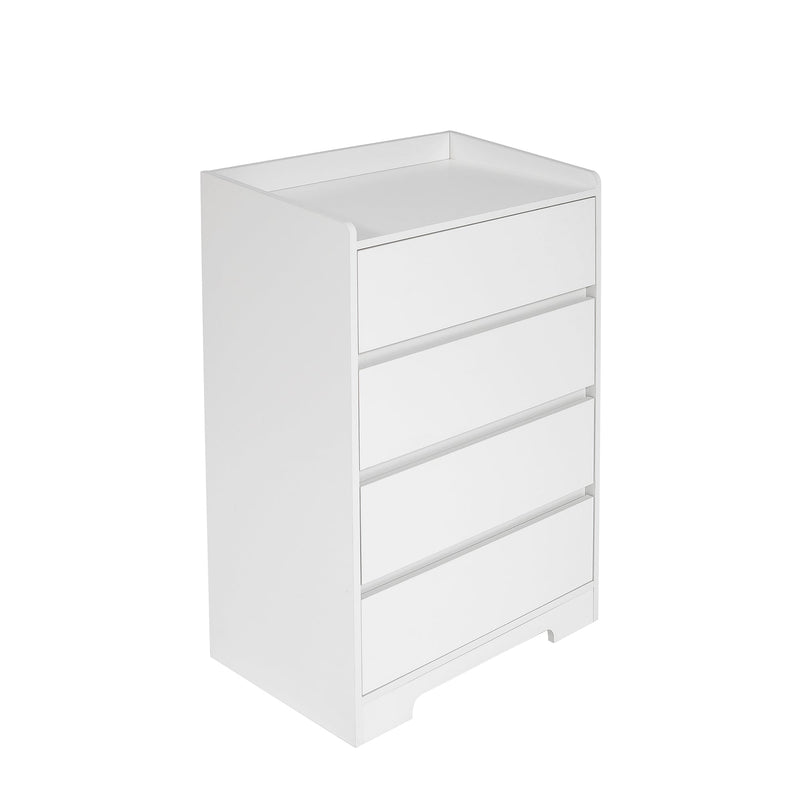 4 Drawer Dresser, Chest of Drawers Without Handle, White Dresser for Bedroom 100% Waterproof, Modern Wooden Cabinet with Sturdy Frame for Living Room, Entryway, Bedroom, Hallway, Office