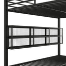 Queen Over Queen Bunk Bed With Storage Cabinets And LED Sturdy Frame, 6 Storage Units, Adjustable LED Lights - Black by Unique Piece Furniture