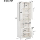 2 Doors Bookshelf with USB Port 3 Adjustable and 3 Fixed Shelves Bookcase Side Cabinet Storage Shelves in White(old sku:WF311493AAC)