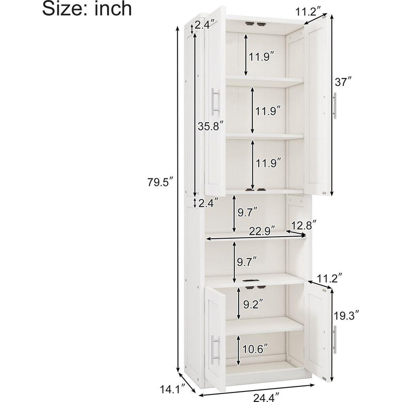 2 Doors Bookshelf with USB Port 3 Adjustable and 3 Fixed Shelves Bookcase Side Cabinet Storage Shelves in White(old sku:WF311493AAC)