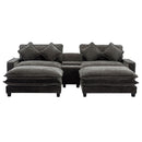 Modern Sectional Sofa With Removable Ottomans, USB Ports by HouseOfZazla