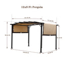 Outdoor Patio Pergola Gazebo - Steel Frame Sun Shelter With Retractable Canopy by Unique Piece Furniture