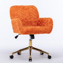 Office Chair, Artificial Rabbit Hair Home Office Chair With Metal Base, Adjustable Desk Chair Swivel Office Chair, Vanity Chair by Unique Piece Furniture
