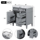 Bathroom Vanity With Top Sink, 2 Doors And 3 Drawers, Freestanding Set With Mirror Cabinet by HouseOfZazla