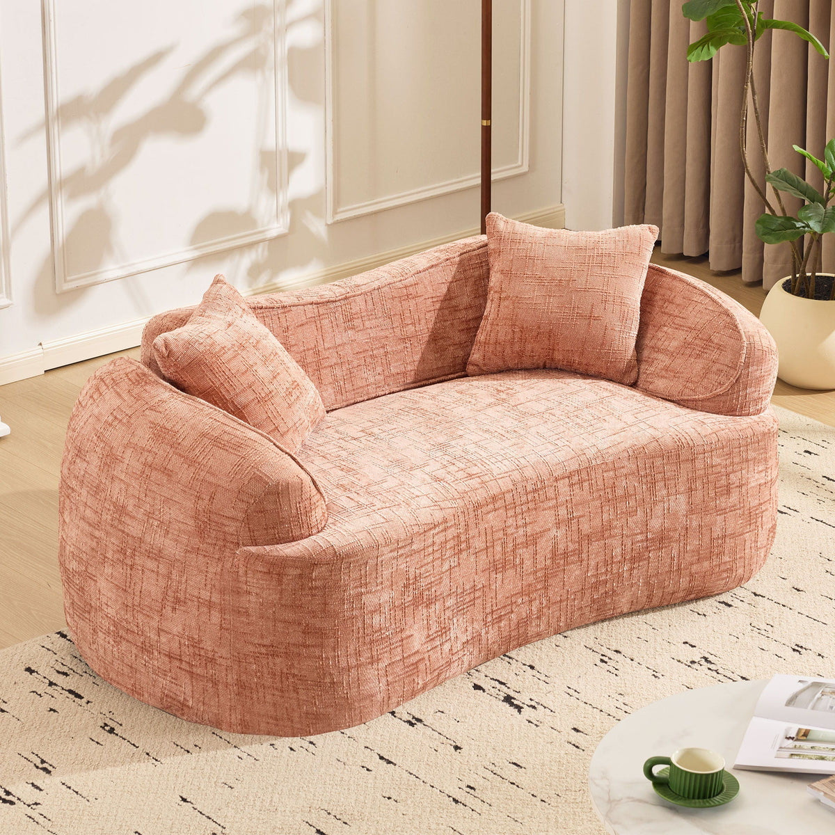 Curved 2 Person Compress Sofa With Armrests, Includes Pillows, photo 6 of 10
